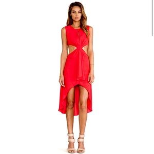 BCBG MaxAzria Victoria Cutout Red Hi Low Dress